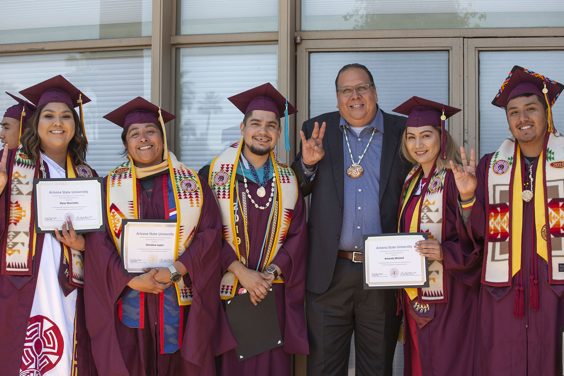 GRIC students walk at Arizona State University American Indian